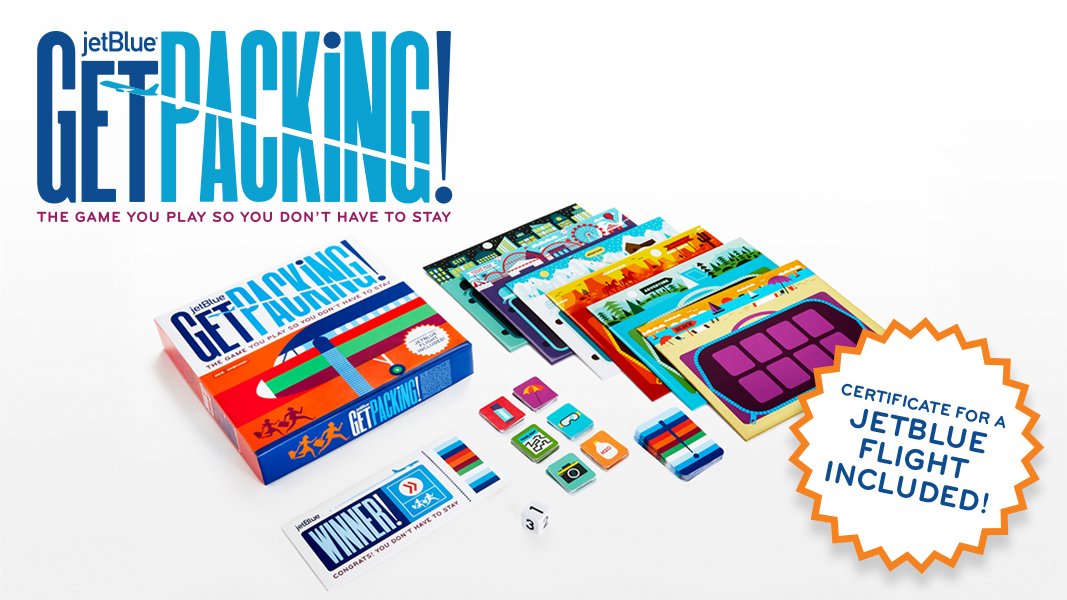 El juego "Get Packing!" de JetBlue incluye un vuelo gratuito de ida y vuelta.